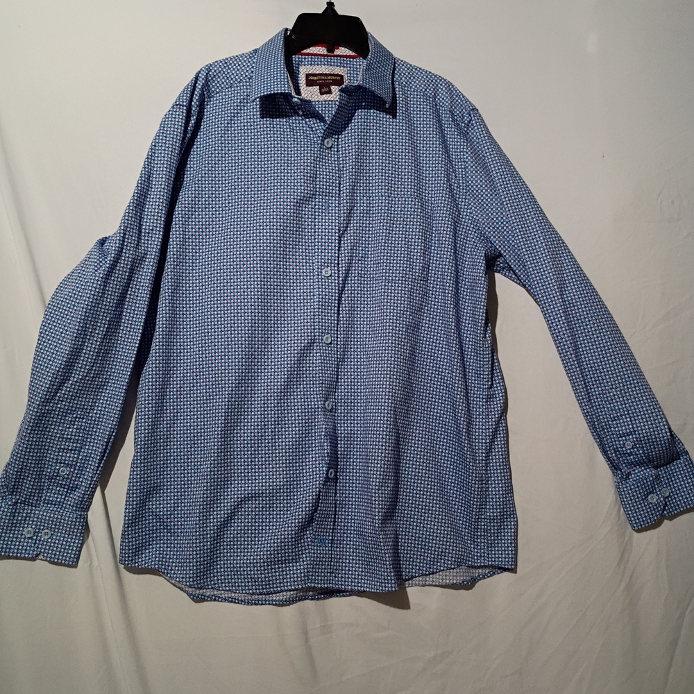 Johnston & Murphy Blue Patterned Dress Shirt